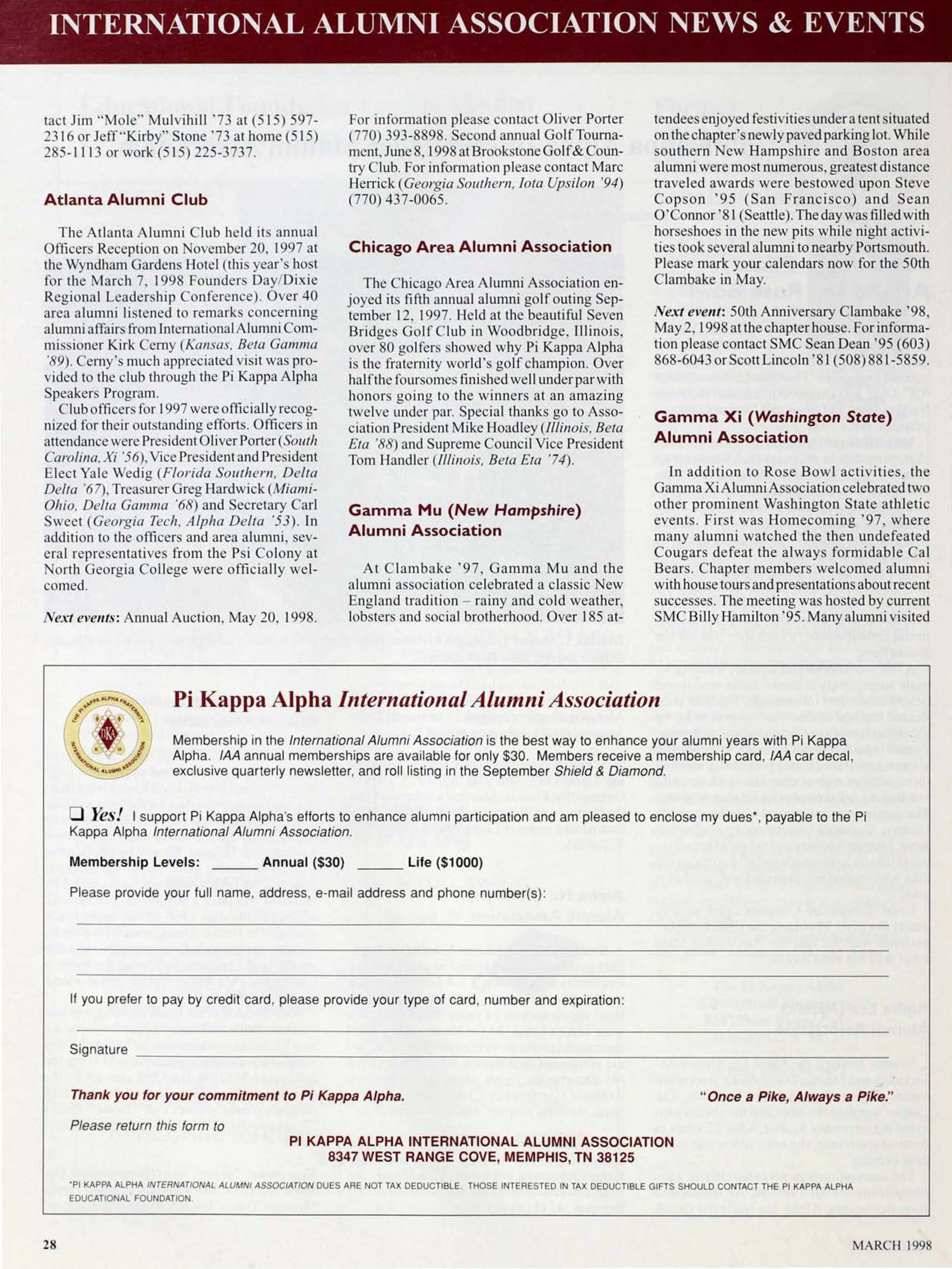 Pi Kappa Alpha International Alumni Association Form